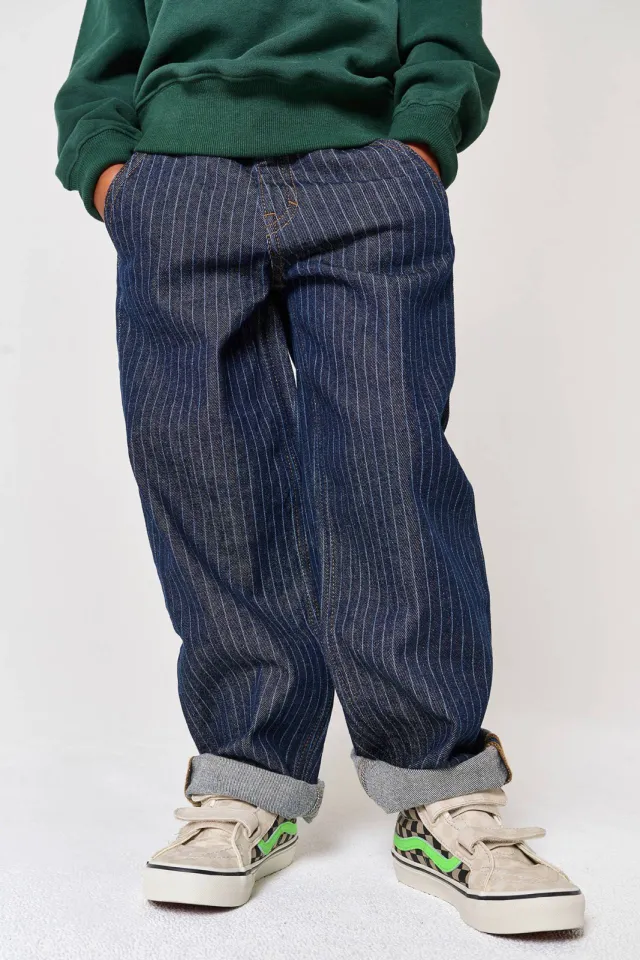 Tumble 'n Dry loose fit jeans met krijtstreep - donkerblauw Dark blue denim