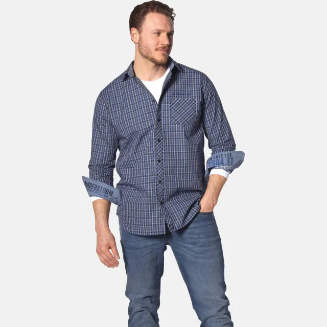 Jan Vanderstorm casual overhemd blauw