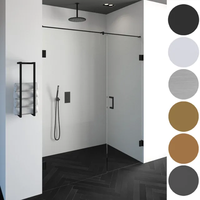 Sanitop BRAUER Void nisdeur 2-delig helder glas 160x200 omkeerbaar met draaideur 70 aan muur incl. glascoating PVD goud