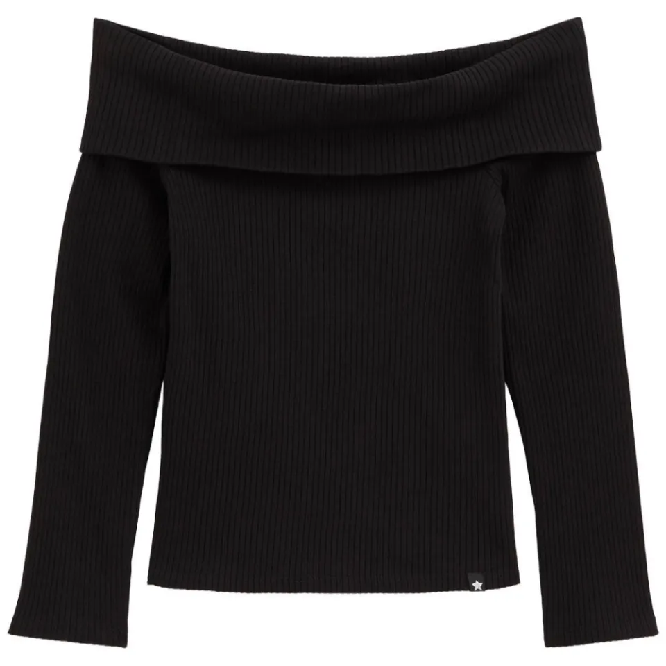 WE Fashion off shoulder gebreide top zwart, foto 2