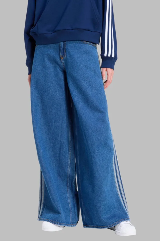 Adidas Originals loose fit straight leg jeans - medium blue denim, foto 3
