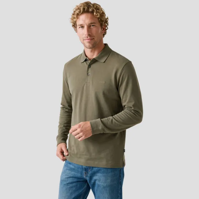 Boss regular fit polo met logo - groen Open Green