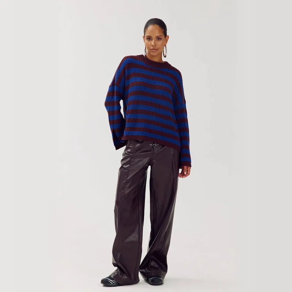Harper & Yve gebreide gestreepte trui met wol - blauw/rood