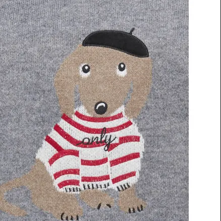 KIDS ONLY GIRL rechtvallende gebreide trui met print - grijs, foto 3