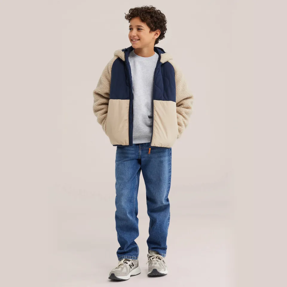 WE Fashion teddy winterjas beige, foto 4