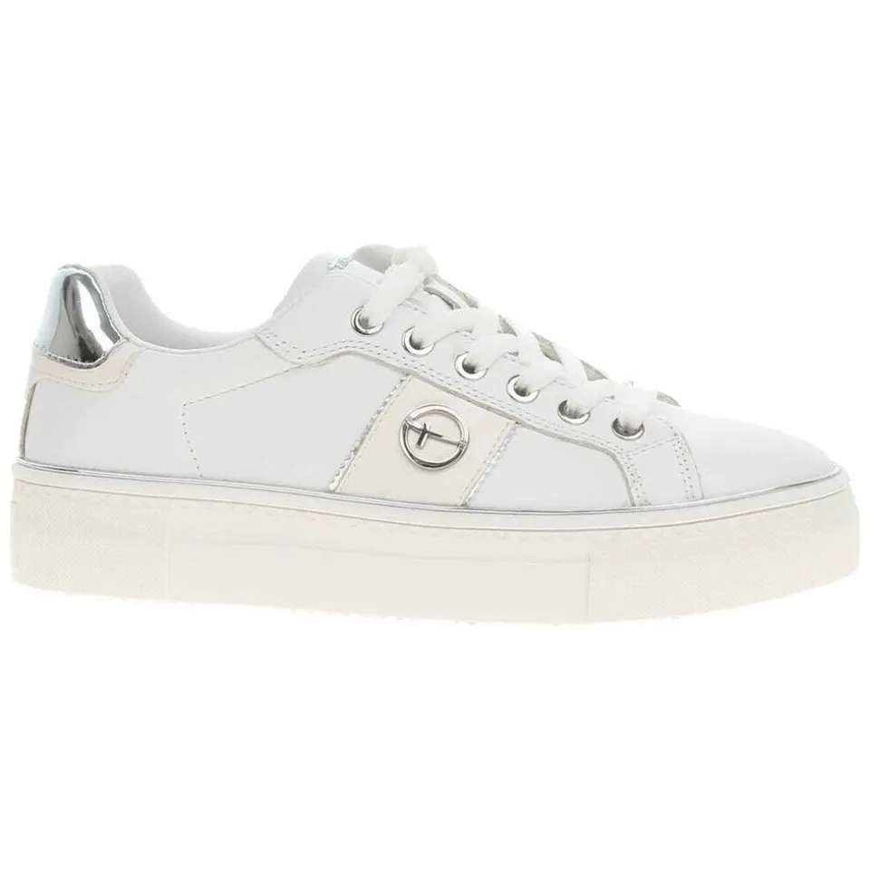 Tamaris veterschoenen wit met zilver, foto 3