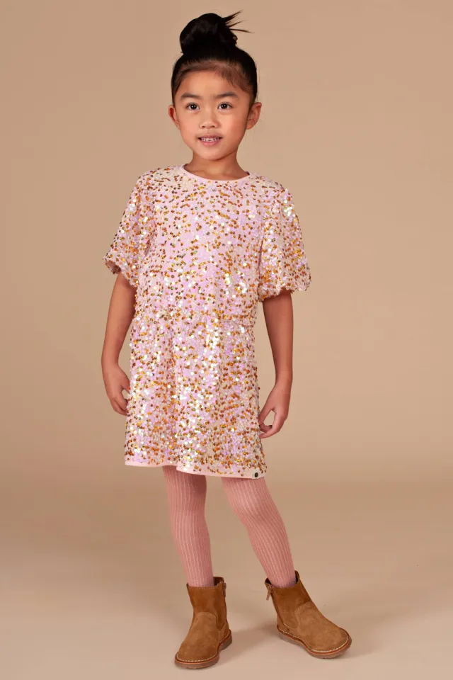 Stains&Stories midijurk met glitters lichtroze Lichtroze/goud