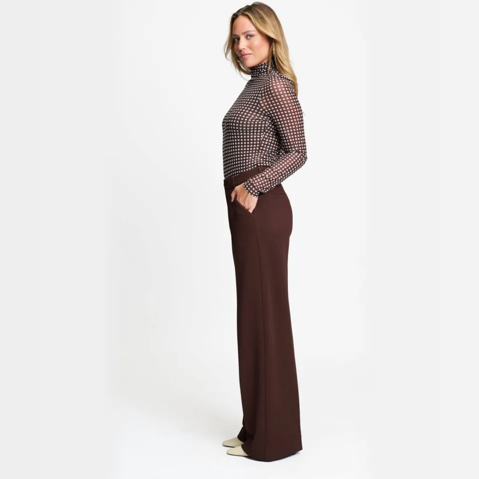POM Amsterdam Romi geruite mesh top bruin, foto 3
