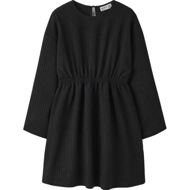 NAME IT KIDS jurk met glitters en krijtstreep - zwart, foto 2