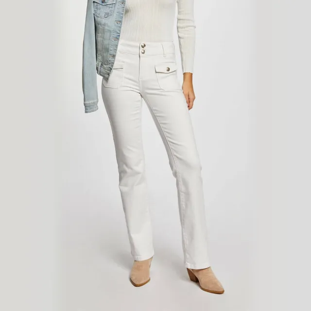 Morgan straight leg jeans ecru, foto 3