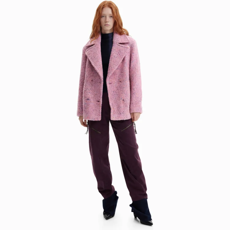 Desigual Bottone wintermantel roze