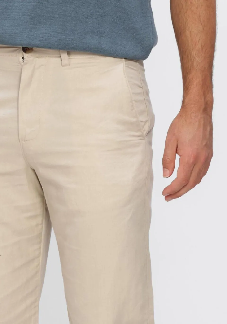 SELECTED MEN SLH196-STRAIGHT Miles linnenmix broek beige, foto 3