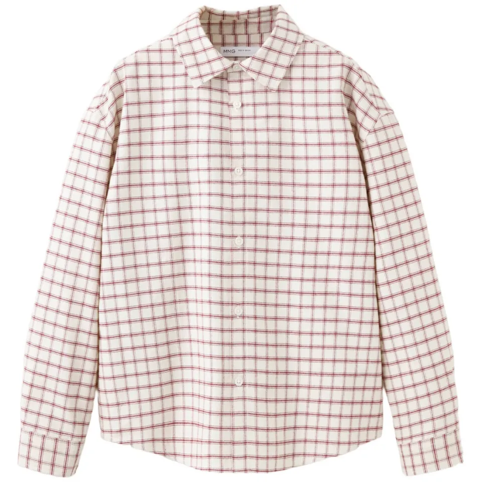 Mango Kids geruit overhemd - zand/rood, foto 2