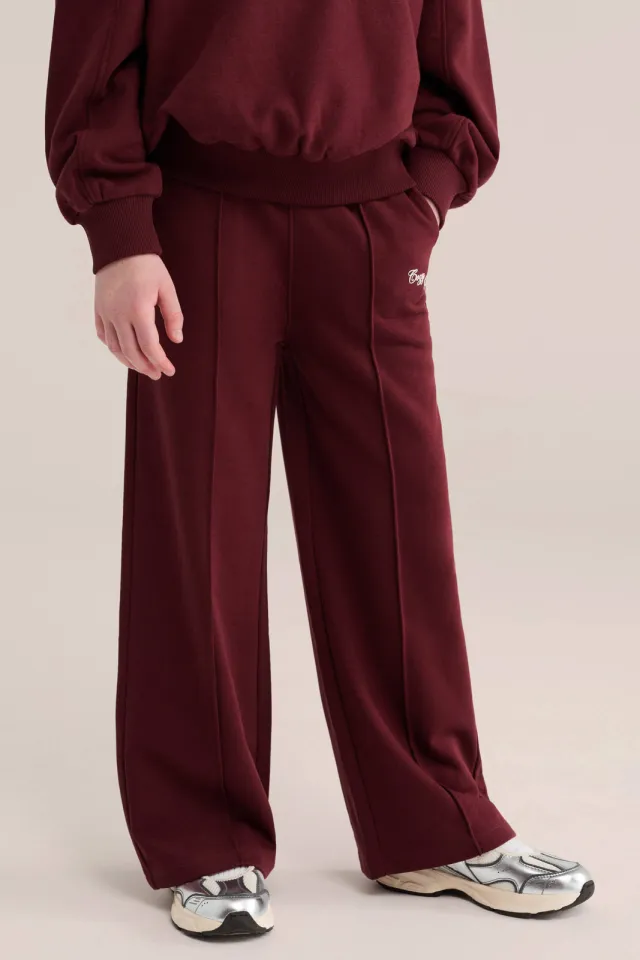 WE Fashion wide leg joggingbroek donkerrood