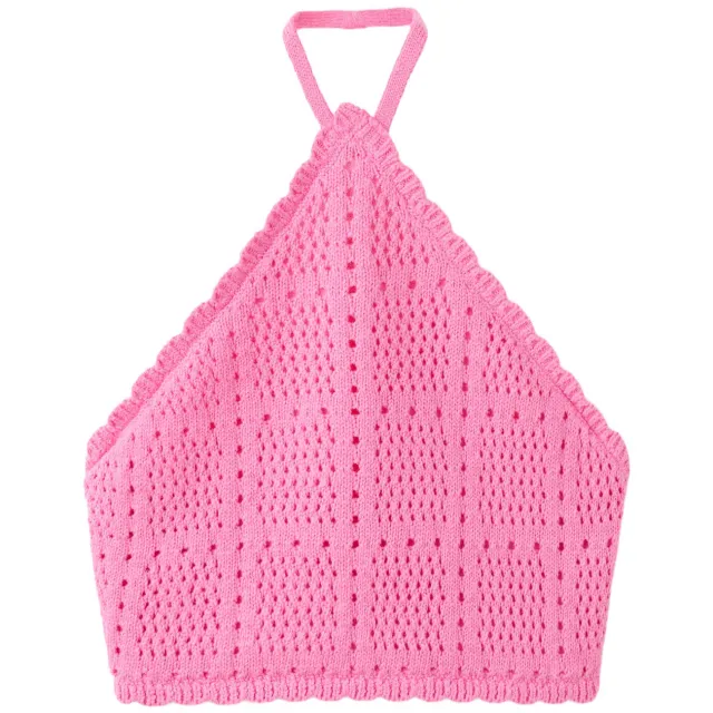 Mango gehaakte haltertop roze, foto 2