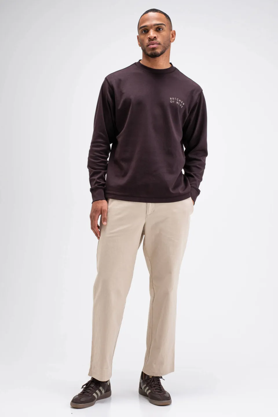 Butcher of Blue relaxed fit longsleeve met backprint en logo - topaz bruin, foto 4