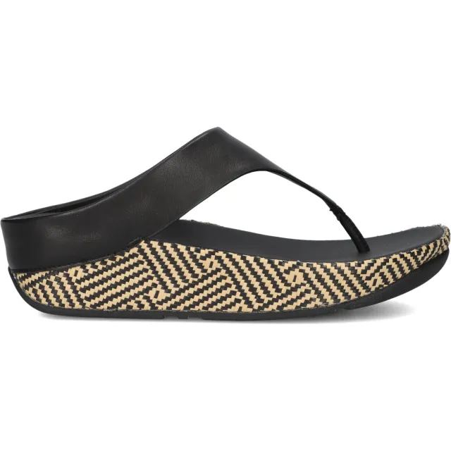 FitFlop Dames Slippers Lulu Lux Graphic Weave Toe-post - Zwart