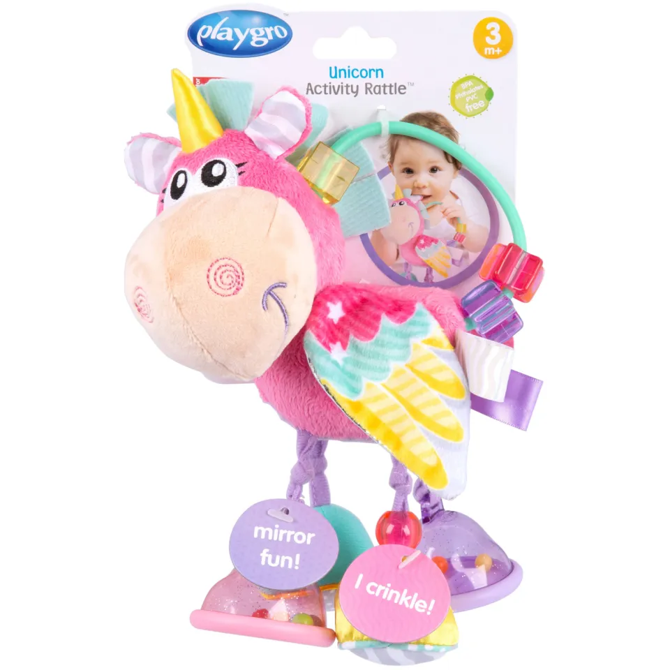 PLAYGRO Eenhoorn Activiteiten rammelaar roze, foto 3