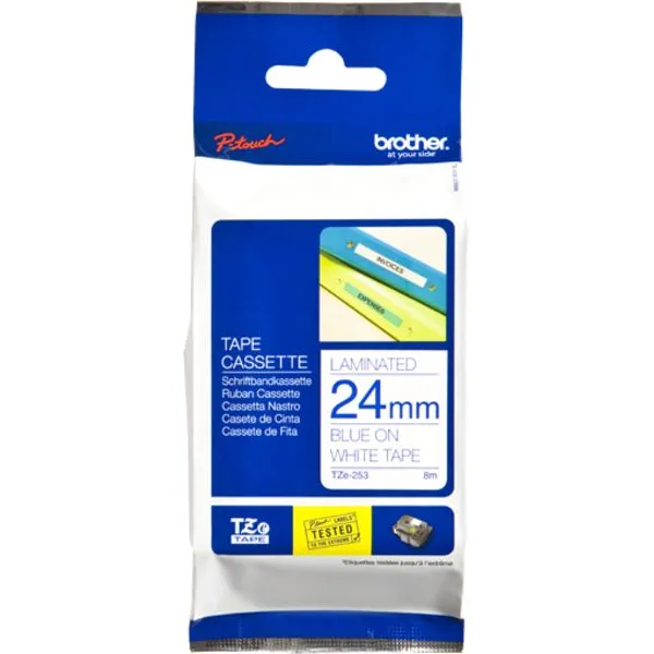 Brother TZe-253 Tape Blauw op wit (24 mm), foto 2