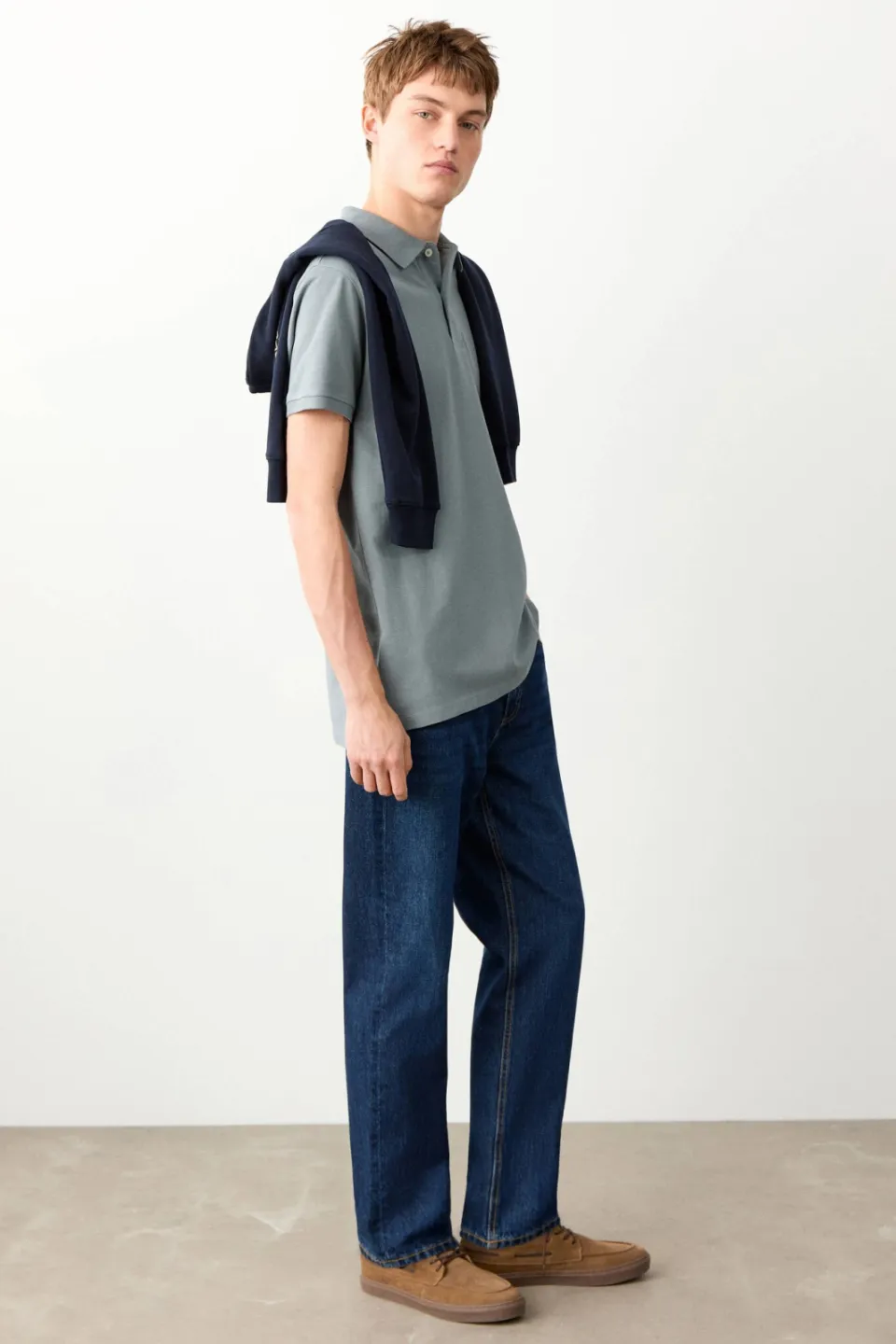Mango TEEN polo grijsblauw