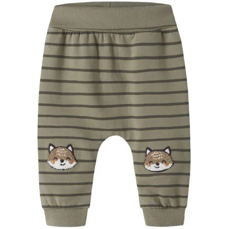 NAME IT gestreepte baby joggingbroek groen