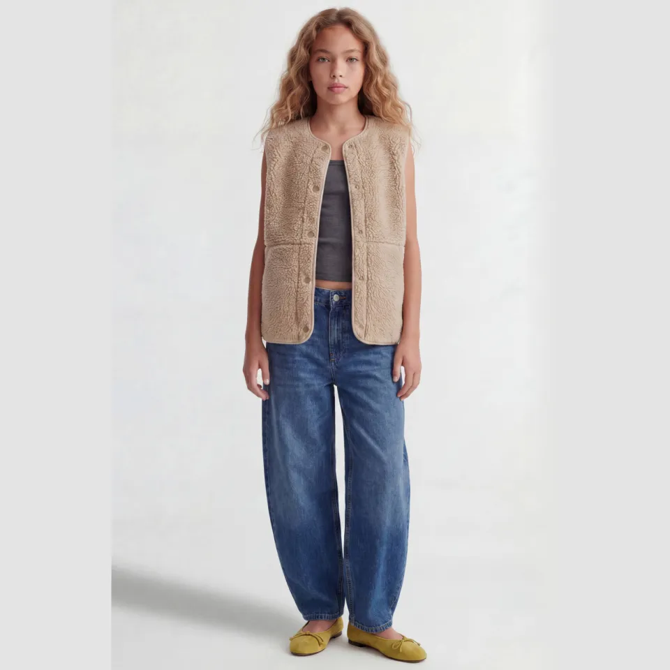 JJXX GIRL teddy rechtvallend gilet - lichtbruin