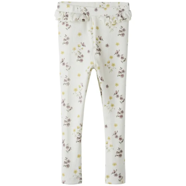 Lil' Atelier MINI slim legging ecru bloemenprint