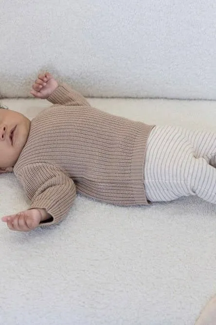 Feetje babybroek taupe gestreept Taupe/bruin