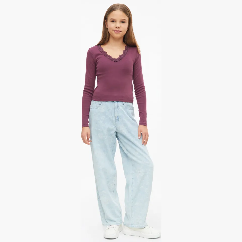 s.Oliver BIGGY regular waist wide leg jeans met print - lichtblauw Light blue denim
