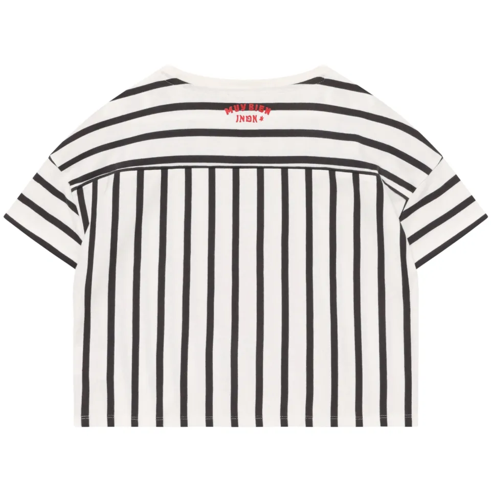 Indian Blue Jeans Vertical Stripe T-shirt wit, foto 3