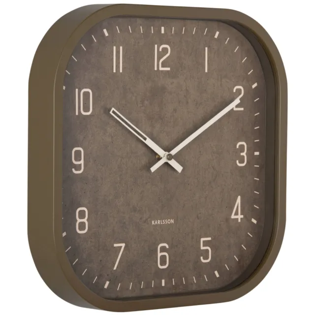 Karlsson wandklok Elemental Cuadrado bruin luxe groen