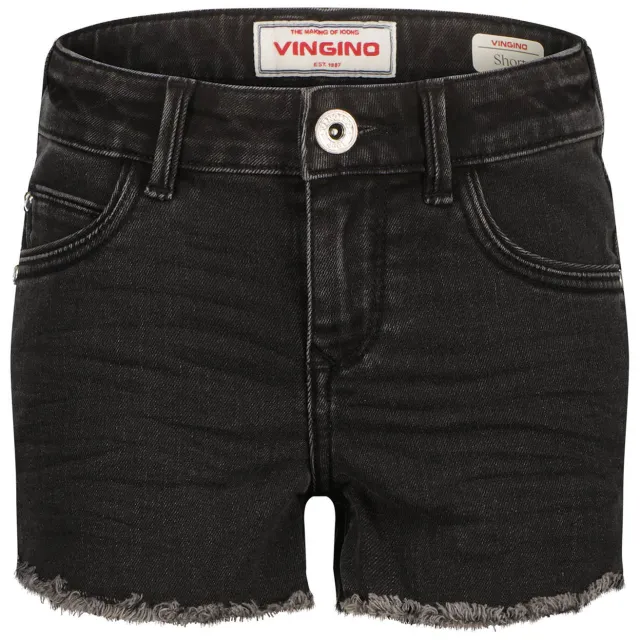 Vingino regular high waist jeansshort zwart denim Black Denim