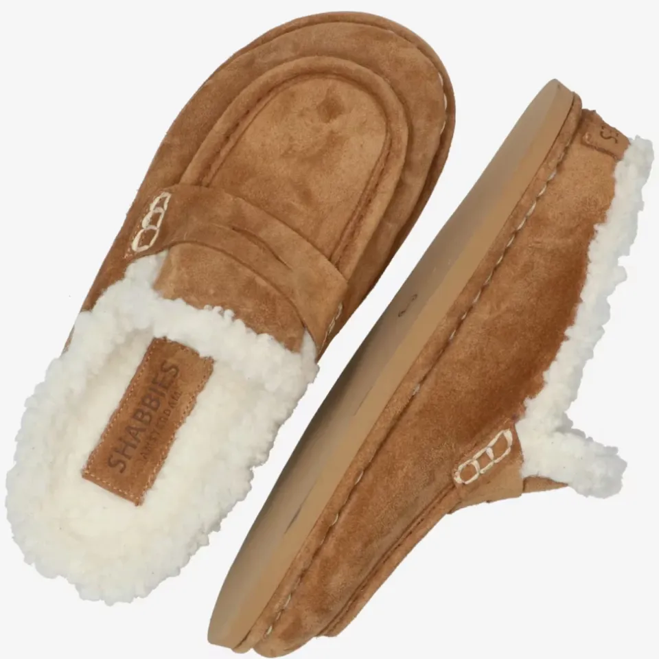 Shabbies Amsterdam Wilja Penny suède slipper warm bruin, foto 3