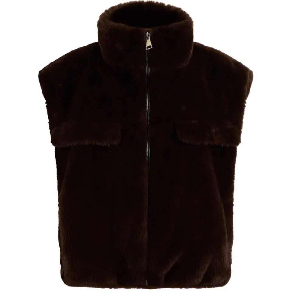 Shoeby teddy oversized gilet - donkerbruin, foto 3