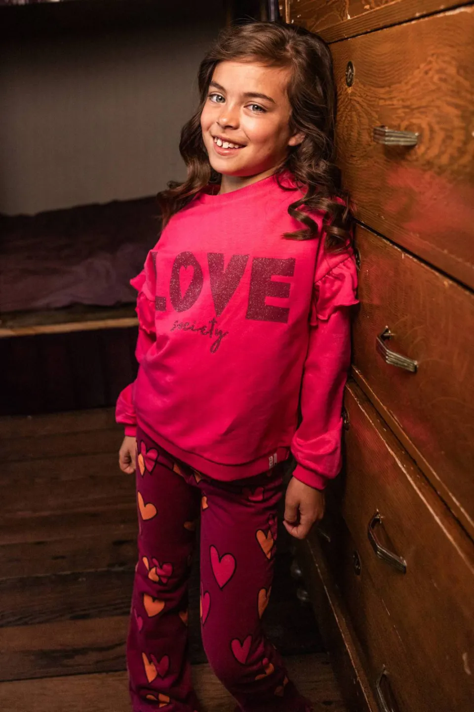 LOOXS little rechtvallende sweater met ruches - fuchsia, foto 5