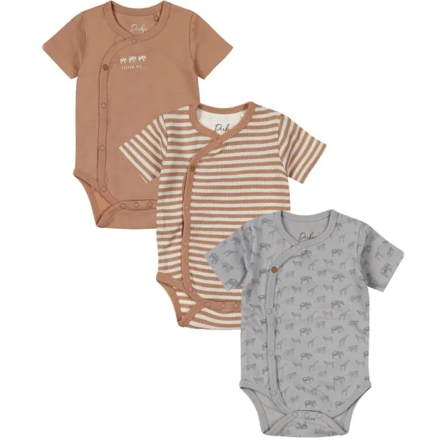 Dirkje romper - bruin/grijs/wit (set van 3)