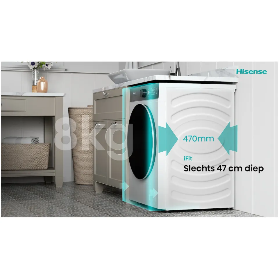 Hisense WF5I8043BWF wasmachine wit, foto 3