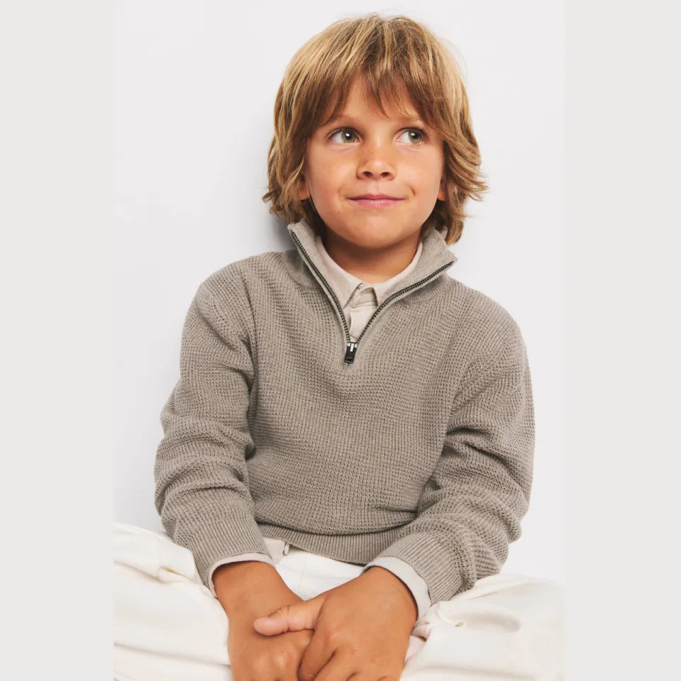 Mango Kids katoenen schipperstrui - lichtbruin, foto 4