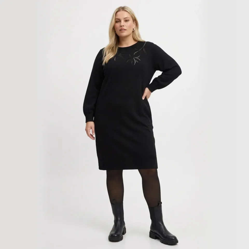 Yoek Moonfleece jurk zwart, foto 2