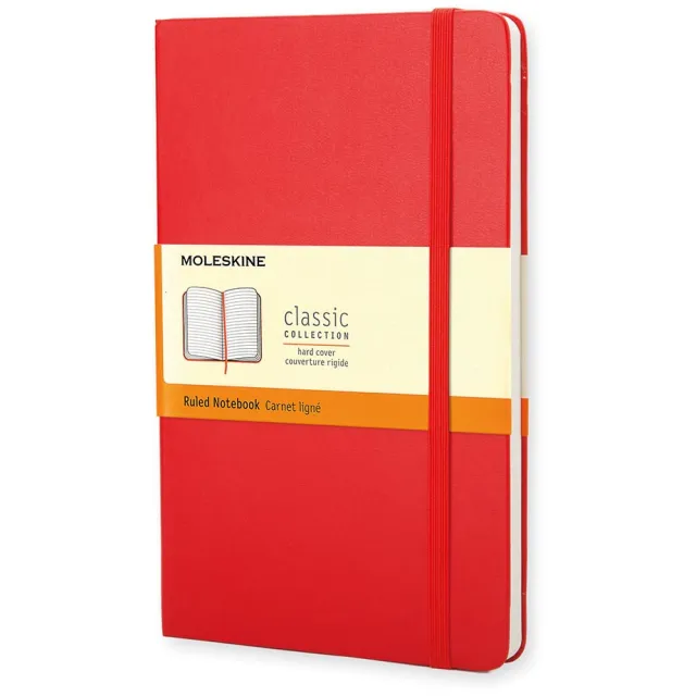 Moleskine notitieboekje classic large rood gelinieerd ivoor