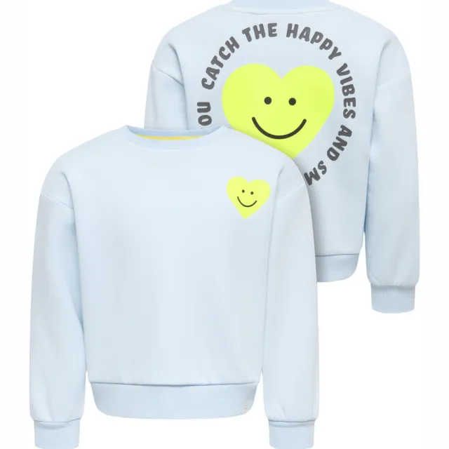 Only KIDS ONLY MINI sweater met backprint - lichtblauw Lichtblauw/limegroen