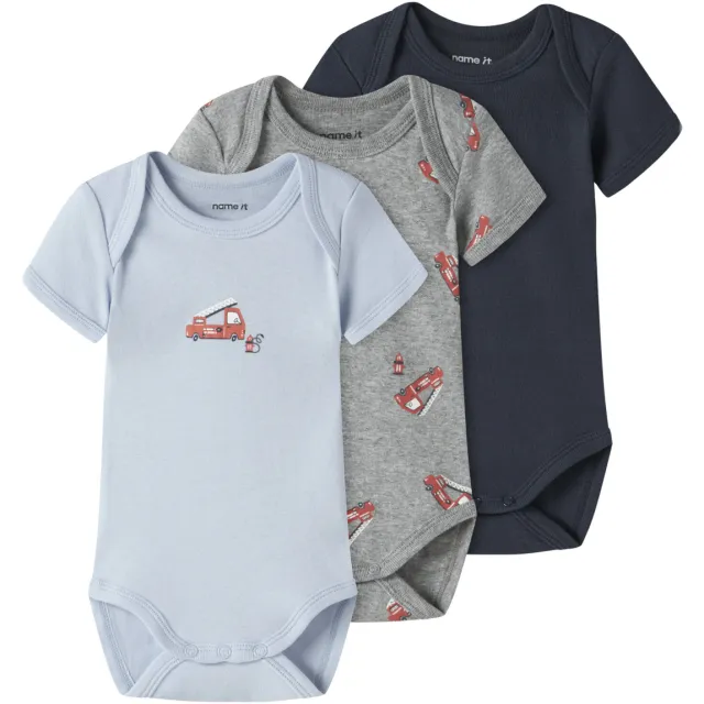 NAME IT BABY romper - blauw/grijs/donkerblauw (set van 3), foto 2