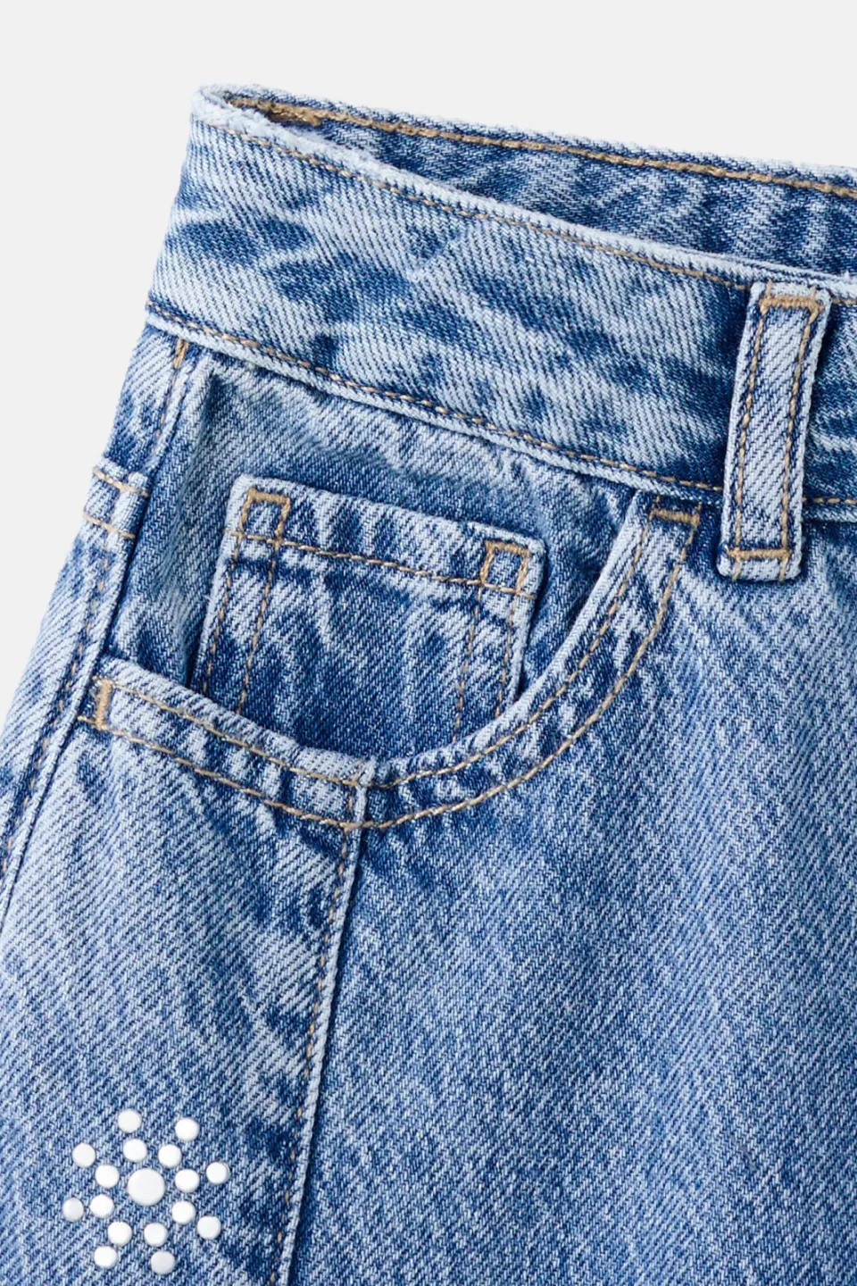 Mango Kids wide leg jeans met studs - blauw, foto 6