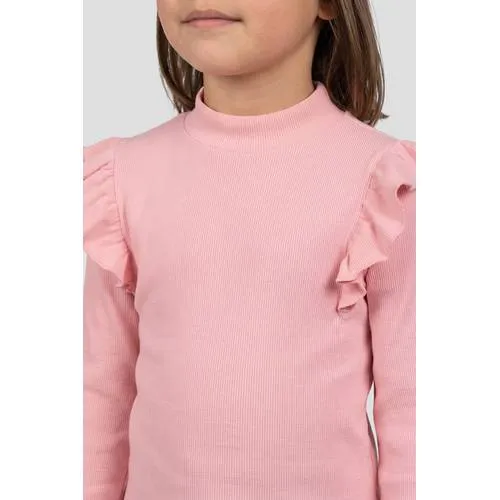 Orange Stars longsleeve met ruches felroze, foto 4