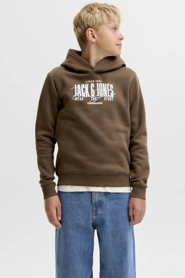 Jack & Jones JUNIOR hoodie met logo - bruin