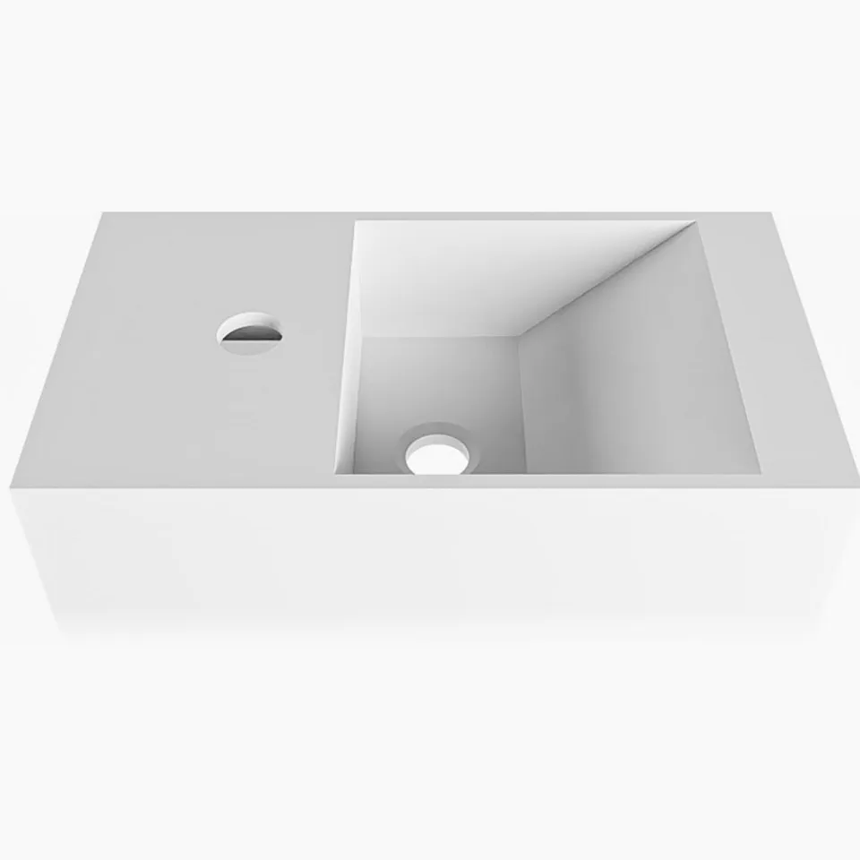 Fontein Mondiaz Tyne 40 cm Solid Surface Positie Rechts 1 Kraangat Talc