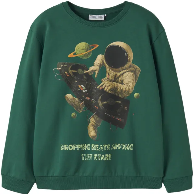 NAME IT KIDS sweater met print - donkergroen