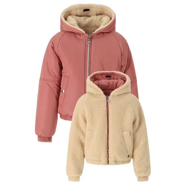 Retour Jeans teddy reversible jas roze/beige