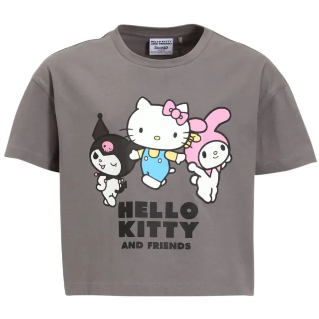 Coolcat boxy T-shirt Hello Kitty & Friends grijs