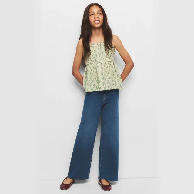 Mango Kids wide leg jeans - mediumblauw changeant blauw